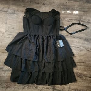NWT Corset Story Corseted Tiered Black Dress Sz 32